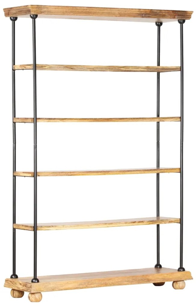 286267 vidaXL Bibliotecă cu 5 rafturi 120x35x180 cm, lemn masiv mango și oțel