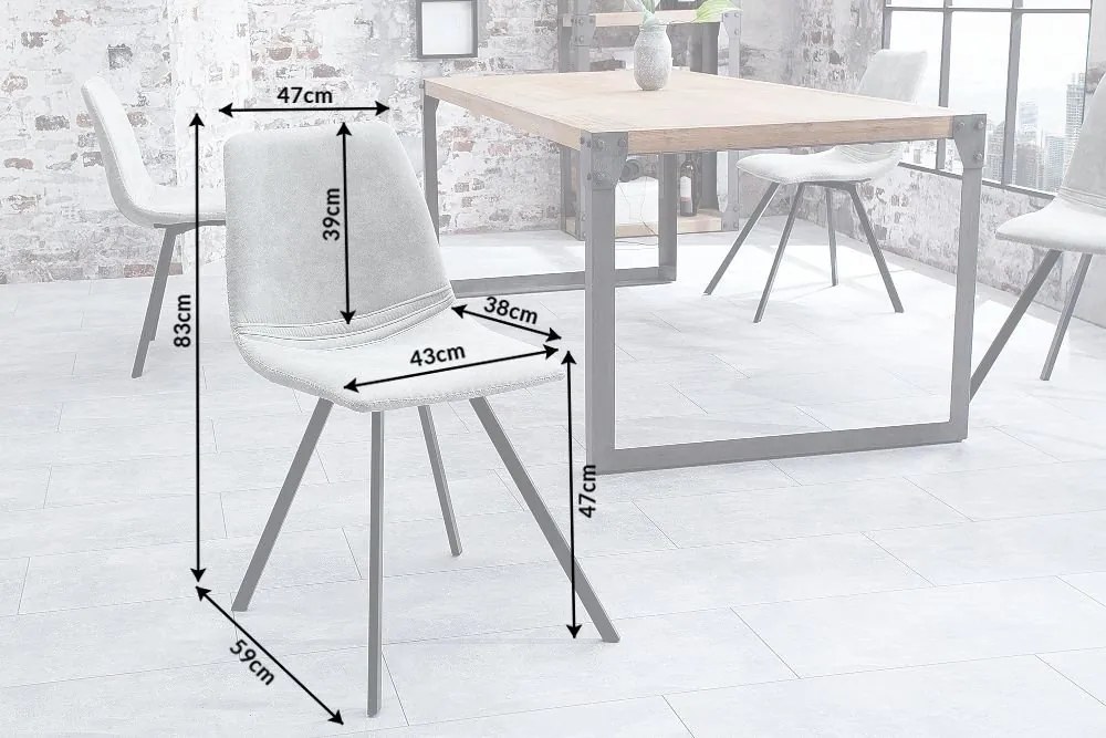 Set de 4 scaune industrial retro ideale bucatarii, birouri sau sali de conferinta, Amsterdam gri A-38364 VC