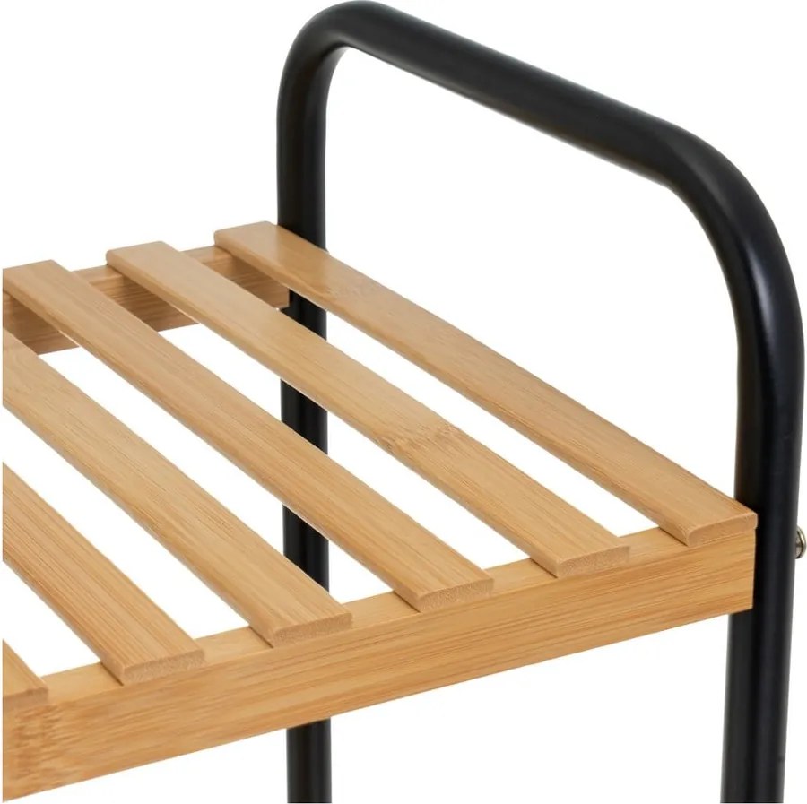 Etajeră neagră/în culoare naturală din bambus 30x75 cm – Casa Selección