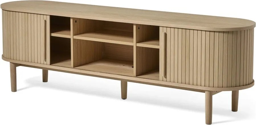 Comodă TV în culoare naturală cu aspect de lemn de stejar 180x56x40 cm Meta – Unique Furniture