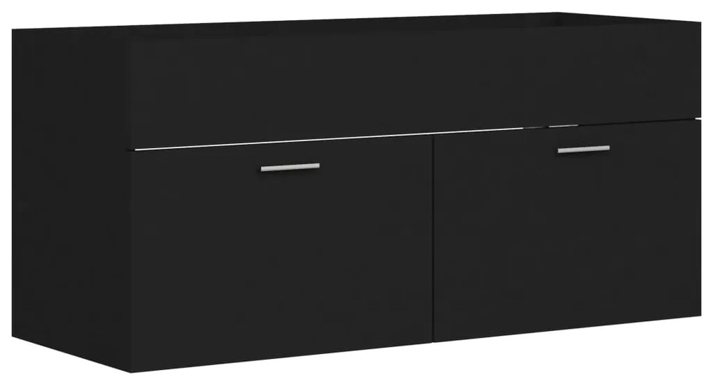 804675 vidaXL Dulap de chiuvetă, negru, 100x38,5x46cm, lemn prelucrat