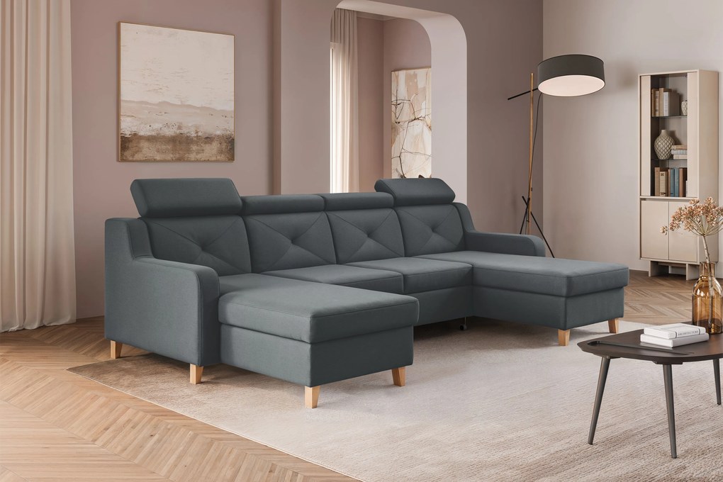 Colțar extensibil Laksaro U universal - gri catifea Jasmine 96