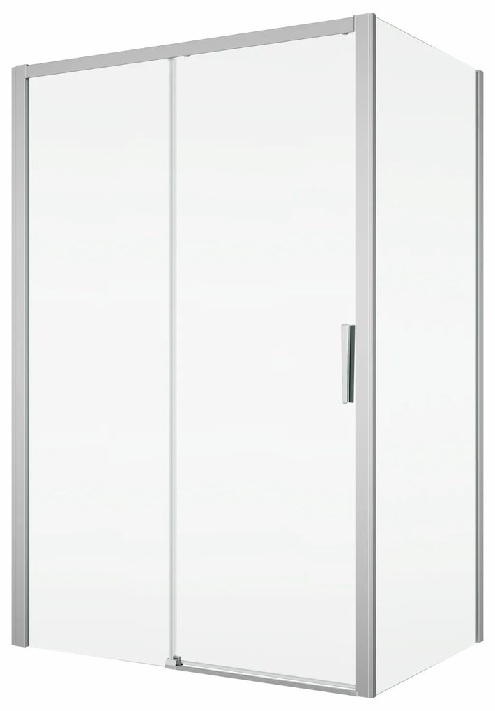 Cabina dus crom 140x100 cm, usa culisanta, grosime sticla 6 mm, tratament anticalcar, Ronal