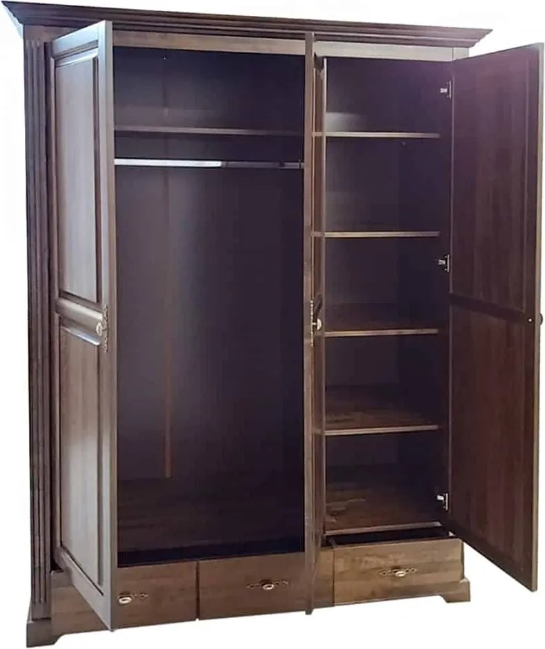 Dulap lemn masiv nuc Preston 3 Uși, 160,7 × 60,9 × 206,9 cm