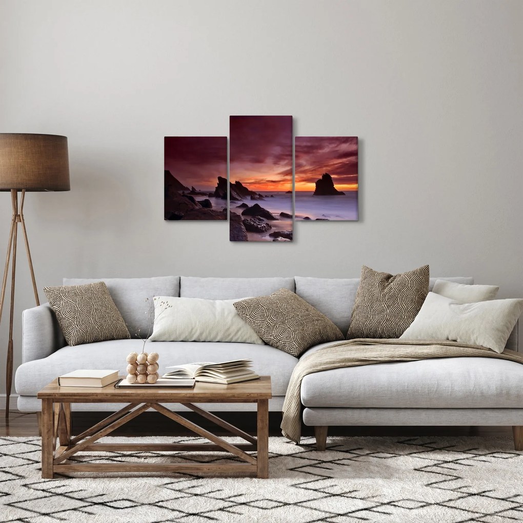 Tablou cu apus de soare pe mal (90x60 cm)