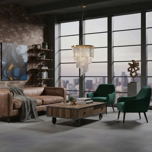 Lustră pe cablu CARLTON 12xE14/40W/230V auriu Ideal Lux