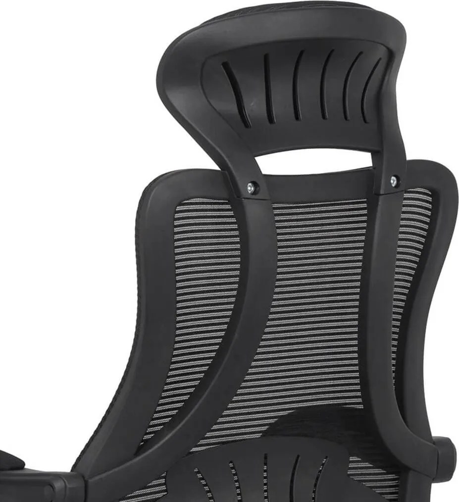 Scaun ergonomic negru OFF927 – Rabatabil, Suport Picioare, Mesh Respirabil