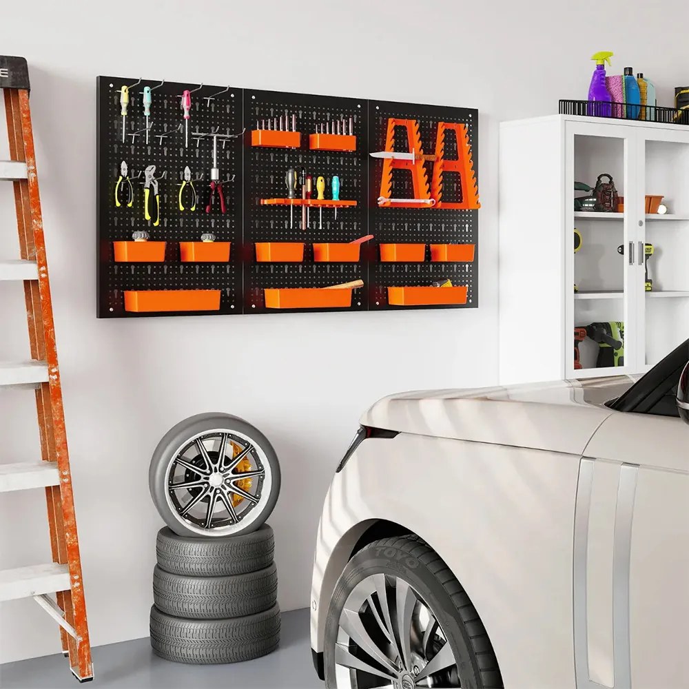 Organizator metalic pentru scule cu 9 compartimente și cârlige