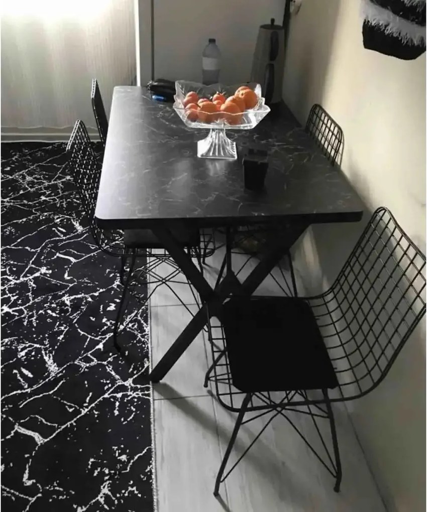 Set Masa Bucatarie cu 4 Scaune , Alb-negru,120x80x75 cm, 30409SET