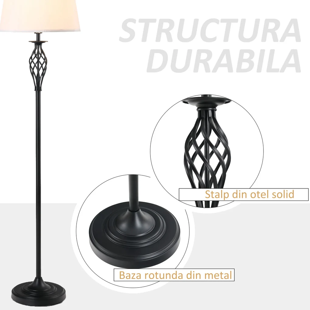 HOMCOM Set 3 Lampi pentru Interior (2 de Masa si 1 de Podea), Design Modern, pentru Living sau Dormitor | Aosom Romania