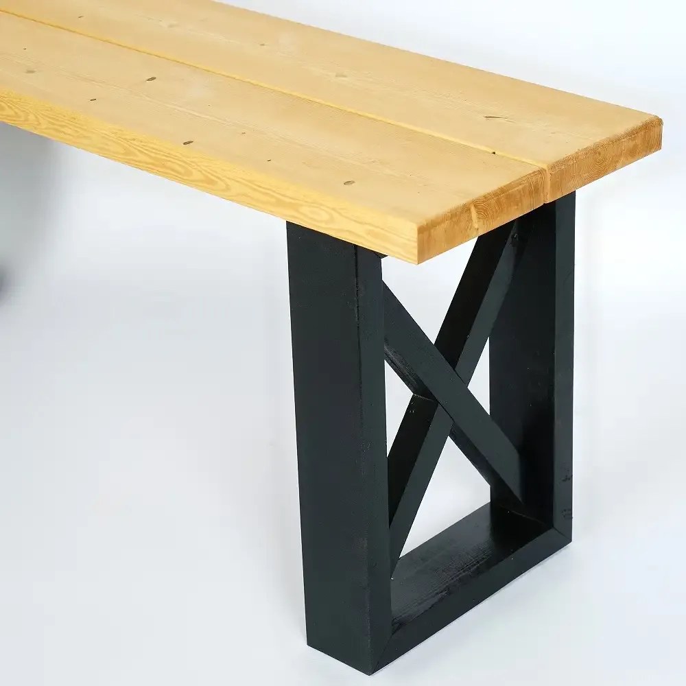 Banca gradina, Holly din lemn negru-natur, 100 cm