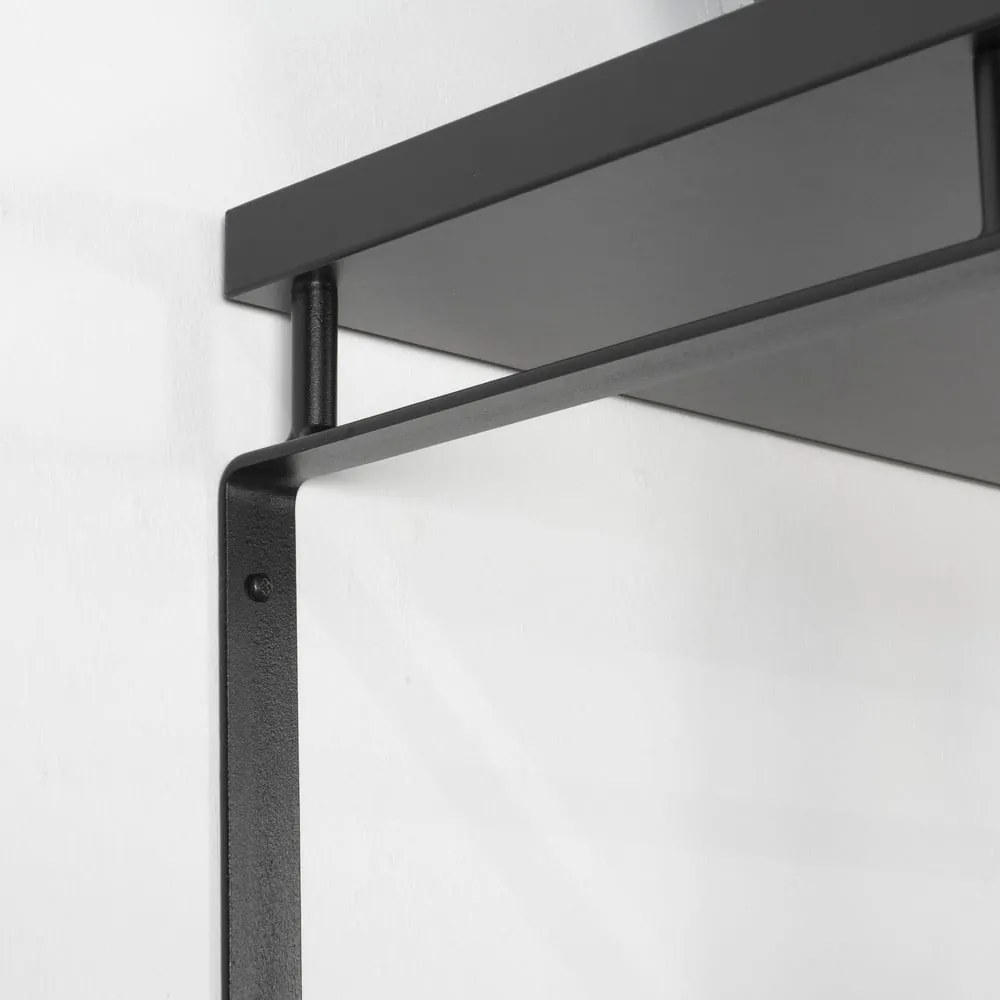 Cuier de perete negru cu raft din metal 70 cm Rex – Spinder Design