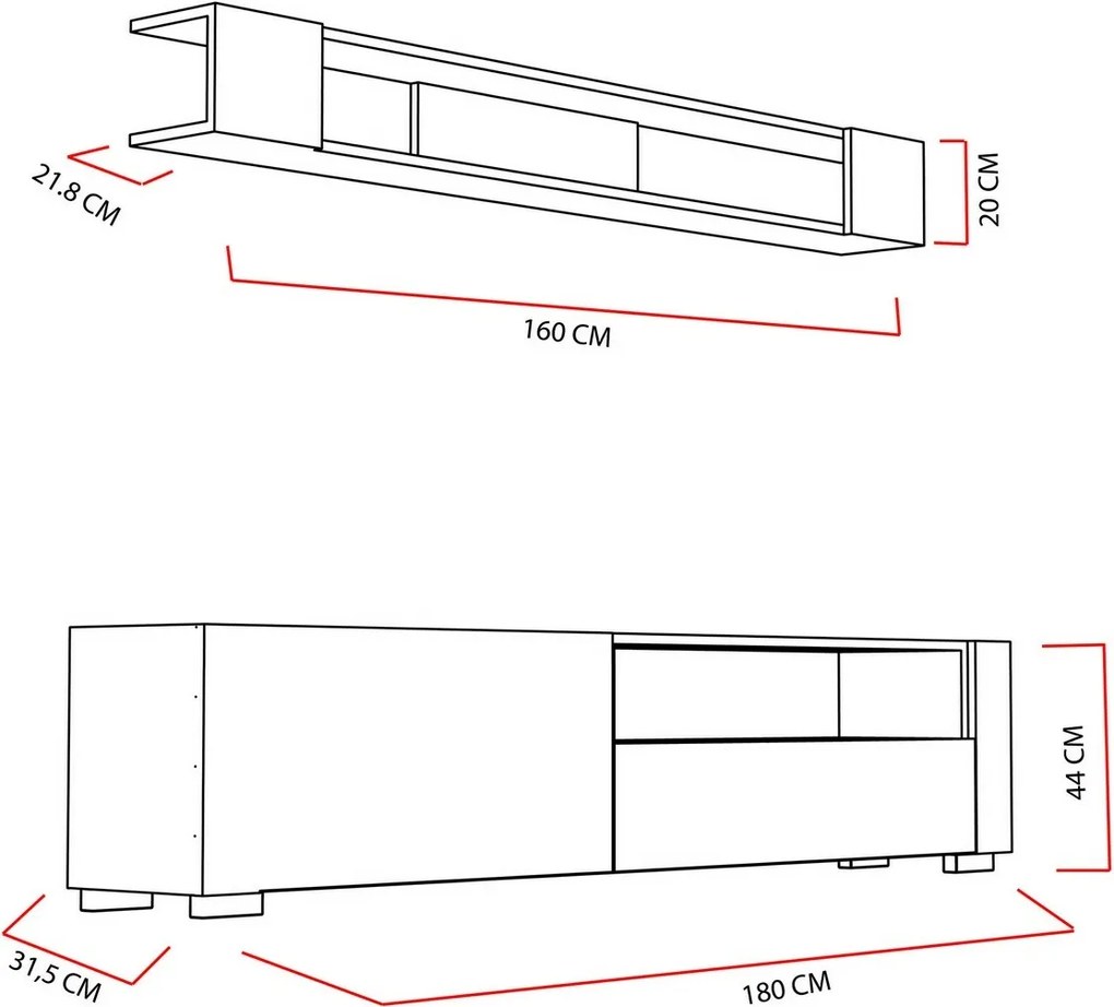 Măsuță TV cu raft Arya White and Cordoba