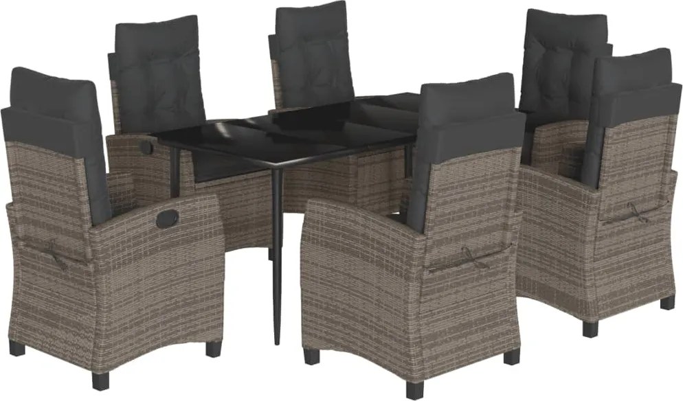 vidaXL Set mobilier de grădină cu perne, 7 piese, gri, poliratan