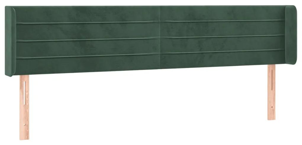 Tablie de pat cu LED, verde inchis, 163x16x78 88 cm, catifea 1, Verde inchis, 163 x 16 x 78 88 cm