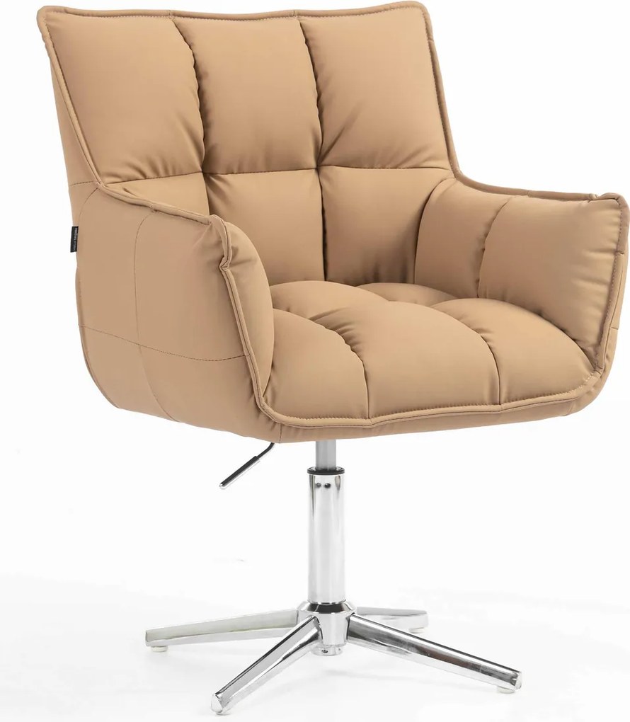 HR560CROSS Scaun Caramel Piele Ecologica Premium Soft cu Bază Cromata