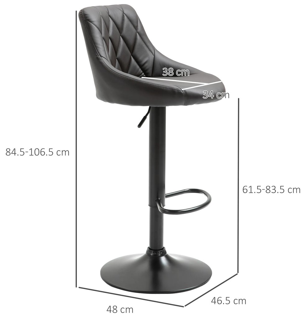 HomCom set 2 scaune de bar, 46.5x48x84.5-106.5cm, maro | AOSOM RO