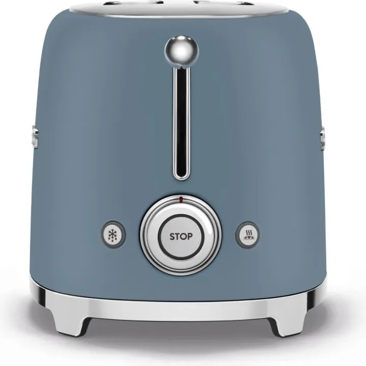 Prajitor de paine SMEG 50's Style TSF01SBMEU, 950 W, 2 felii, 6 trepte, Tava pentru firimituri, Cablu integrat, Otel inoxidabil, Albastru cenusiu