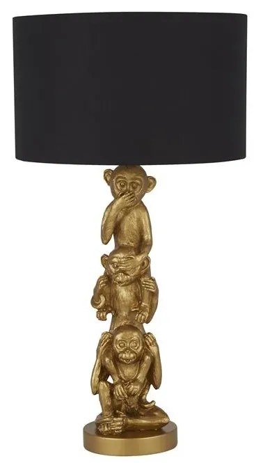 Veioza/Lampa de masa design decorativ Wise Monkey auriu/negru