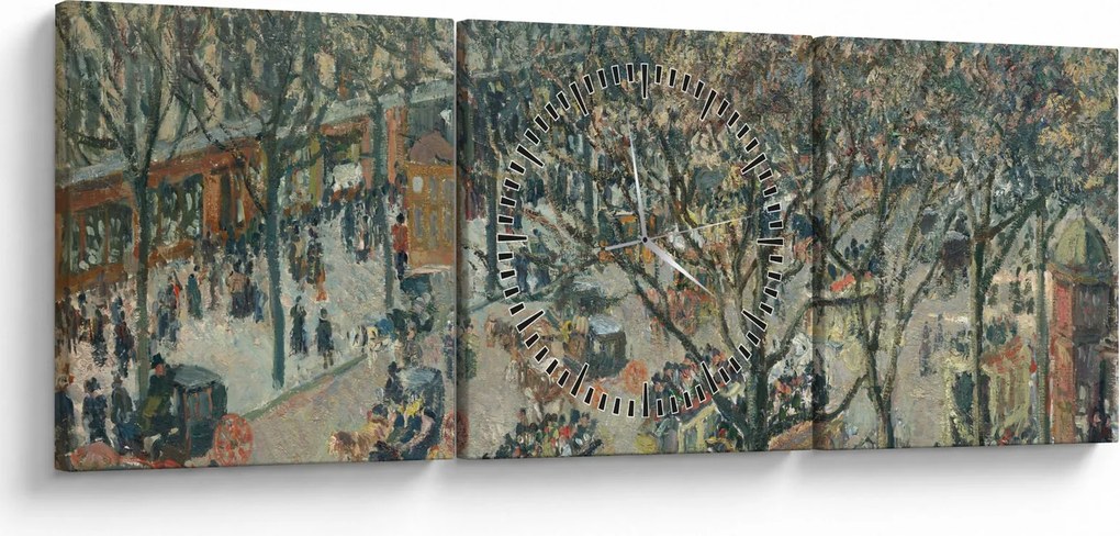 Tablou - Camille Pissarro, Boulevard des Italiens, Morning, Sunlight, reproducere (cu ceas) (90x30 cm)
