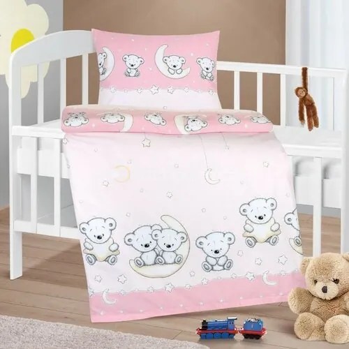 Bellatex Lenjerie de pat din bumbac pentru copiiAgáta Ursuleț roz, 90 x 135 cm, 45 x 60 cm