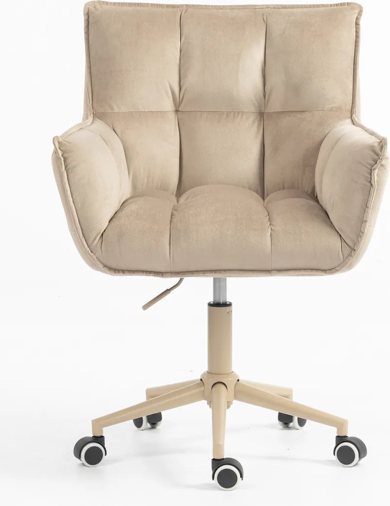 HR560K Scaun Catifea Latte cu Bază Crem