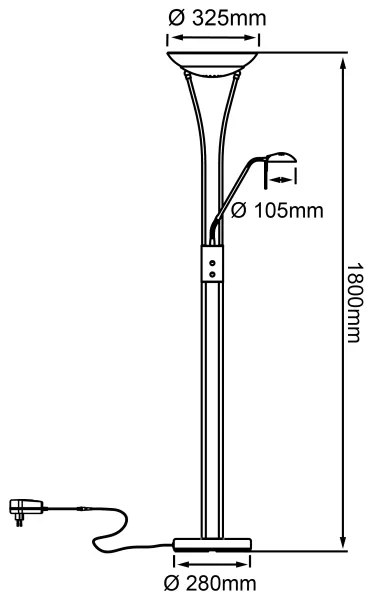 Brilliant - Lampă de podea LED reglabilă FINN, 2 x LED, 13 W, 230 V, crom mat