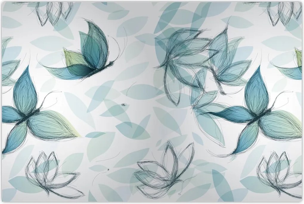 Tablou - Fluturași albaștri (90x60 cm)