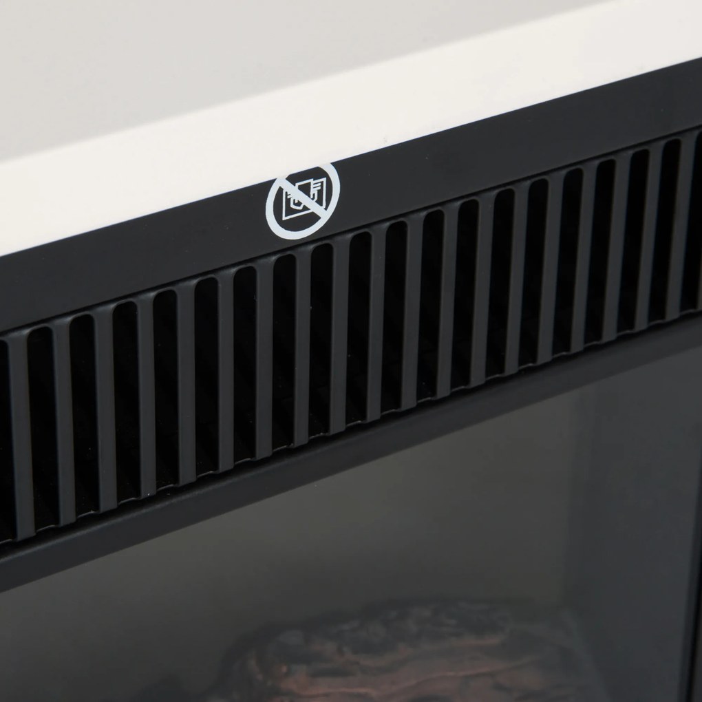 HOMCOM Șemineu Electric de Podea cu Efect de Flacără, Putere Reglabilă 600/1200W, Acoperire 10-15m², Alb | Aosom Romania