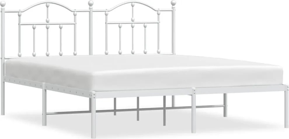 vidaXL Cadru de pat metalic cu tăblie, alb, 180x200 cm