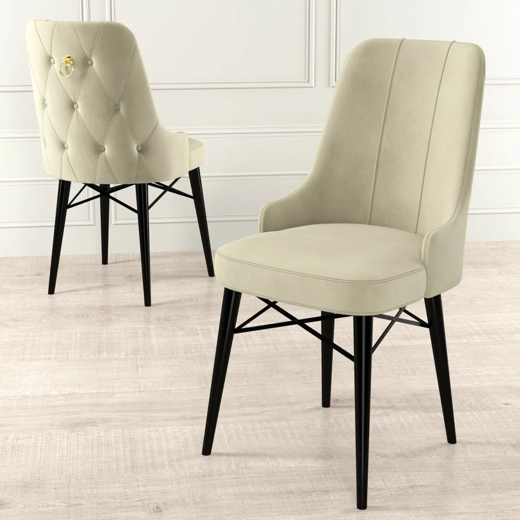Set de scaune de sufragerie Pare Cream and Black,4 buc.