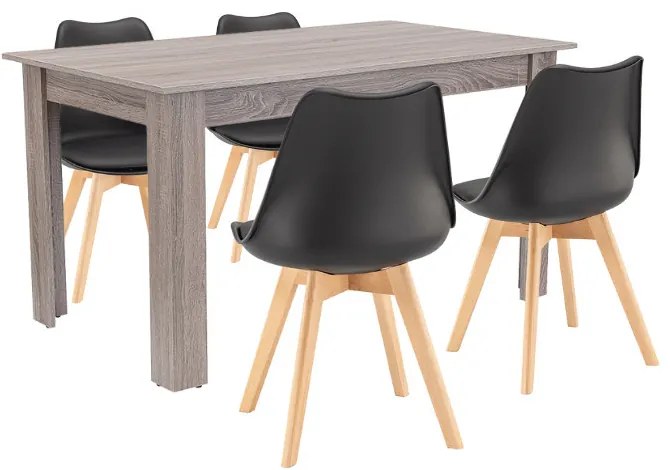 Set de masă Zara 4+1 negru-stejar York