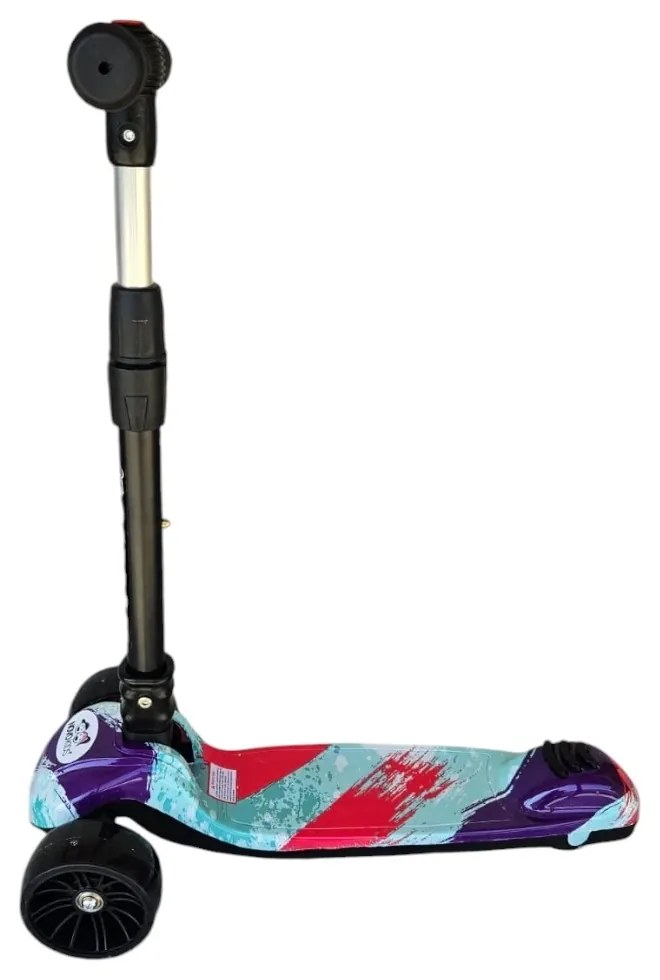 Trotineta copii cu roti luminoase din silicon NOVOKIDS™ Mini Scooter 8150, Cu melodii si lumini, 3 roti, Pliabila, Maner reglabil pe inaltime, Maxim
