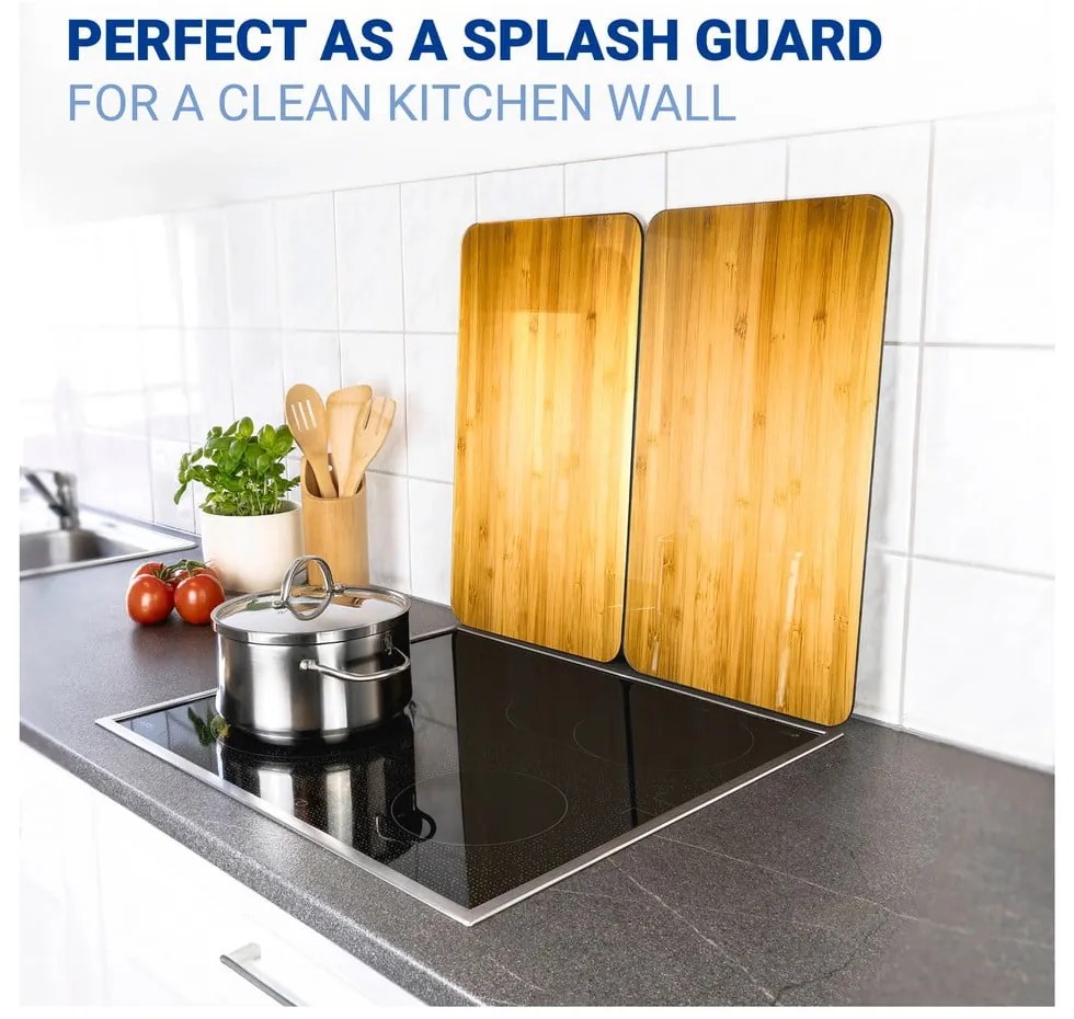 Protecții de aragaz 2 buc. din sticlă temperată 52x30 cm Wooden – Maximex