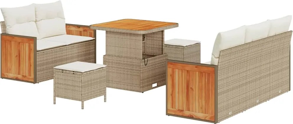 vidaXL Set de canapele pentru grădină 10 pcs Bej și crem poliratan