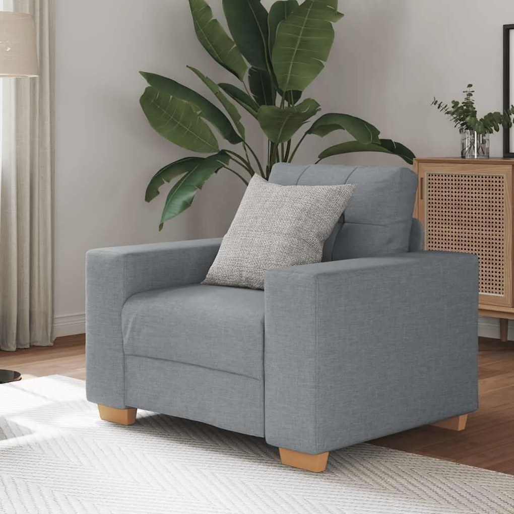 vidaXL Fotoliu canapea, gri deschis,60 cm, material textil