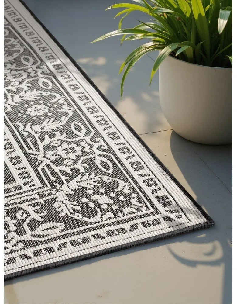 Covor pentru exterior și interior alb-negru 120x170 cm Duet Kona – NORTHRUGS