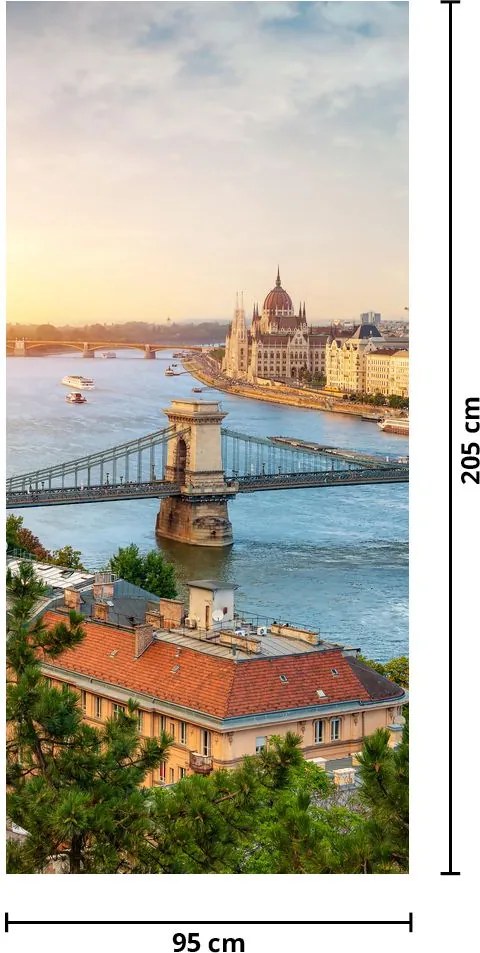 Fototapet pentru ușă - Budapesta cu râu (95x205cm)