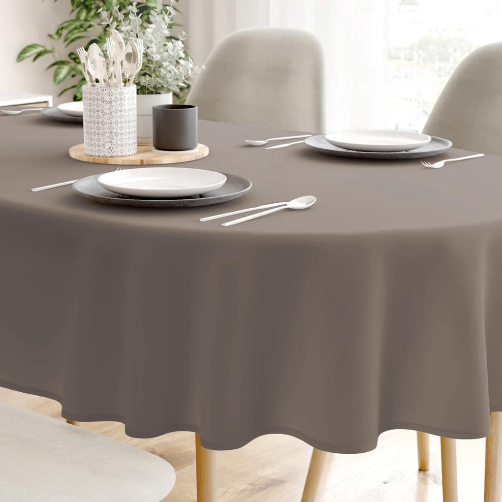 Goldea față de masă decorativă rongo deluxe - gri-maro cu luciu satinat - ovală 140 x 280 cm