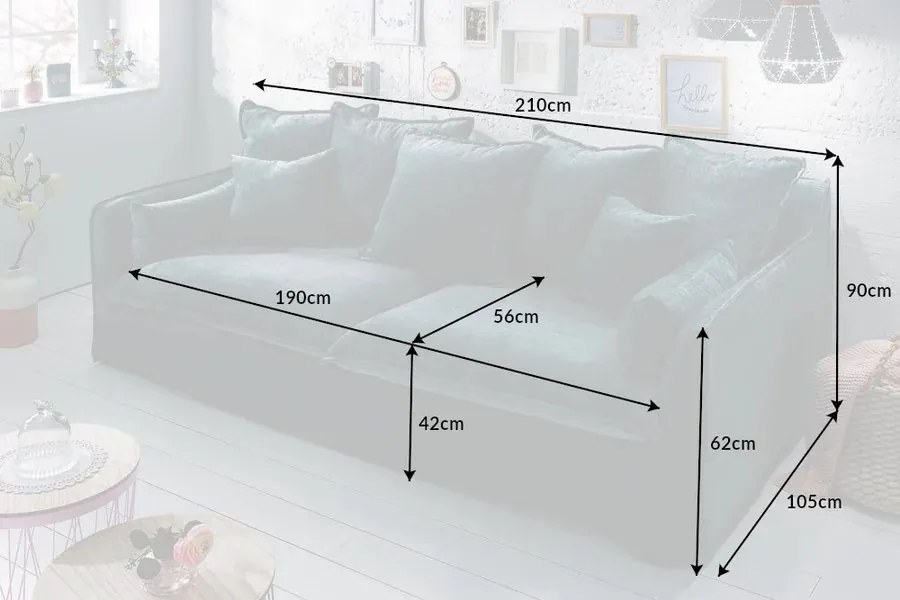 Canapea confortabila Heaven 200cm, catifea verde albastrui A-40163 VC