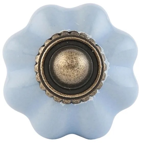 Buton rotund din ceramică bleu Ø3 cm, „Léonie”