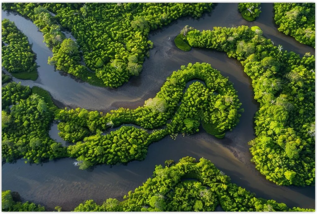 Tablou - Peisaj forestier cu râu (90x60 cm)