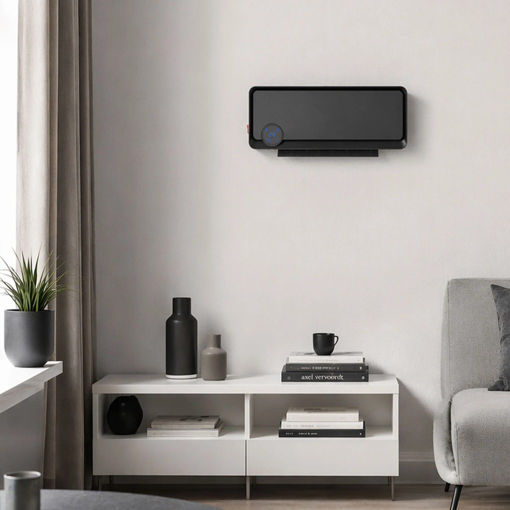 HOMCOM Încălzitor electric de perete cu 3 moduri, Negru | Aosom Romania
