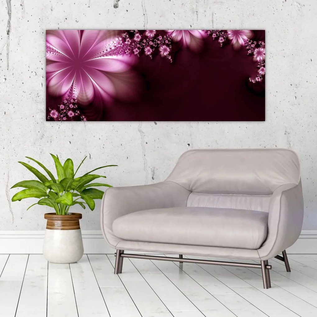 Tablou cu abstracție - flori (120x50 cm)