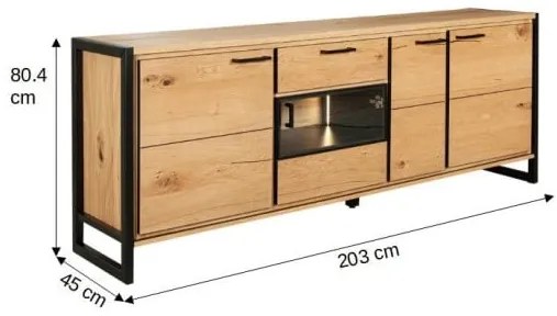 Bufet 4 Usi Si 1 Sertar Soho Oak, 203 Cm