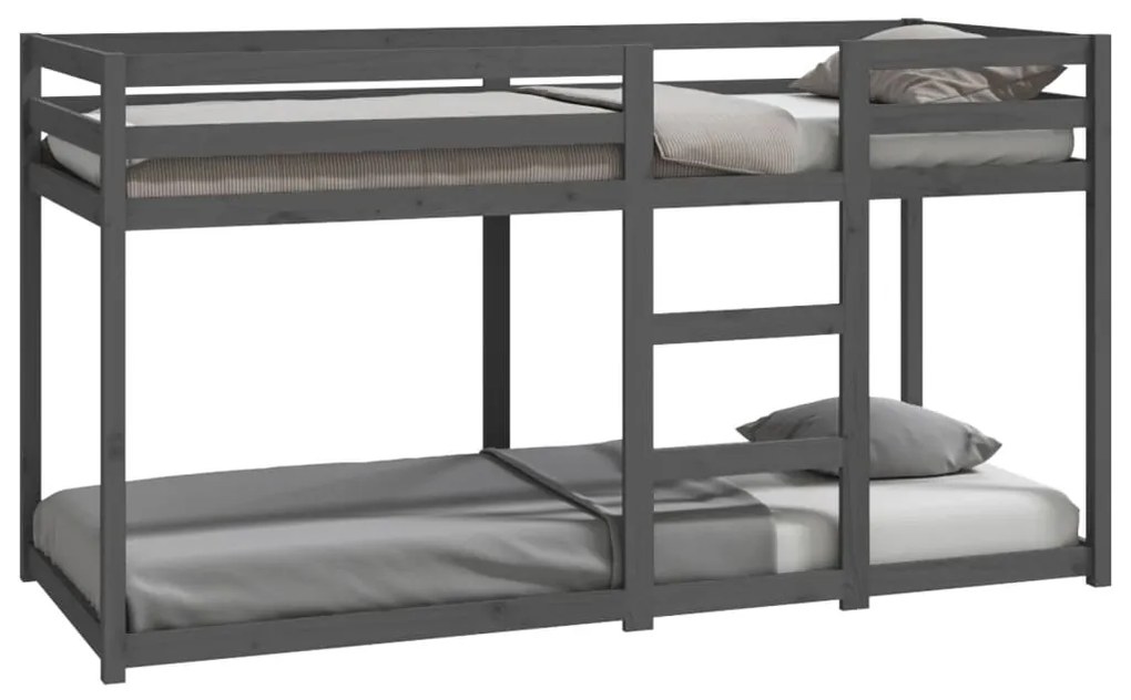 821651 vidaXL Pat supraetajat, gri, 80x200 cm, lemn masiv de pin