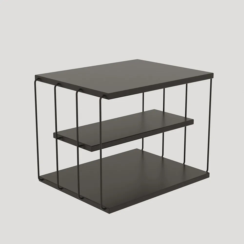 NOPTIERA JOE, 50X40X34 CM, ANTRACIT/NEGRU, CADRU METAL, PAL MELAMINAT 18 MM