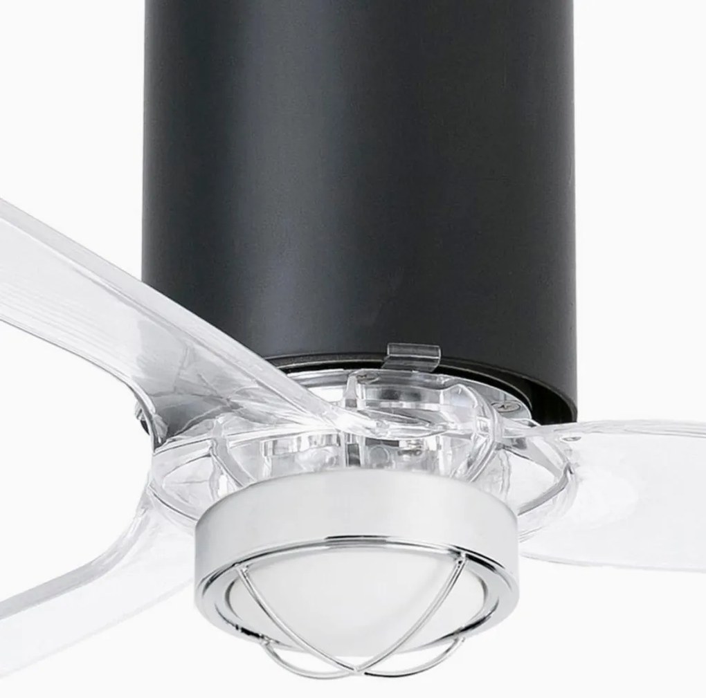 Lustra cu Ventilator si telecomanda TUBE FAN M negru mat/transparent
