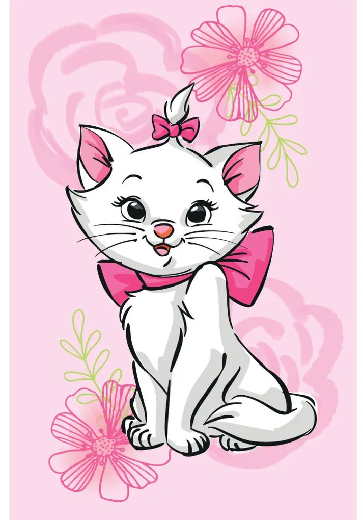 Disney Marie Pink Flower pătură de fleece 100x150cm