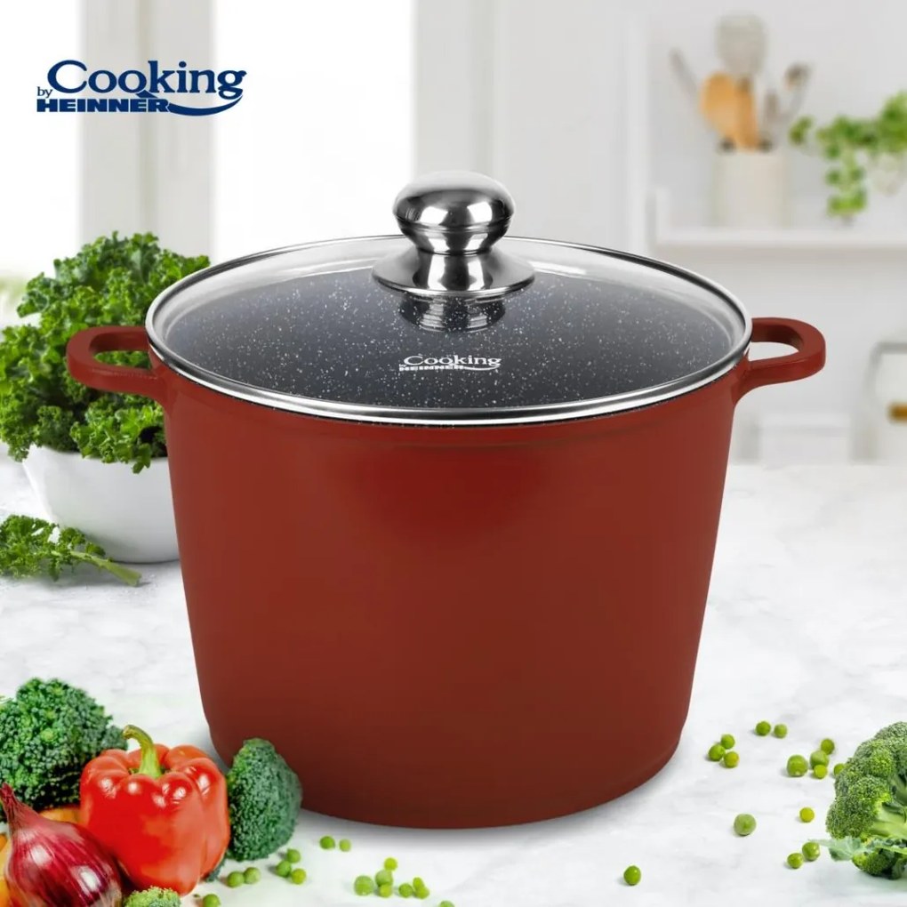 Heinner oala aluminiu 8.2 L cu acoperire din ceramica cu capac din sticla interior exterior din ceramica aluminiu turnat 24x18cm 8,2l